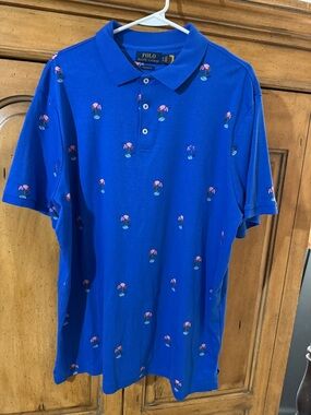 Polo by Ralph Lauren Blue Printed Polo Shirt- XL